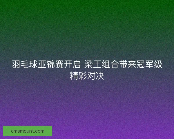 羽毛球亚锦赛开启 梁王组合带来冠军级精彩对决