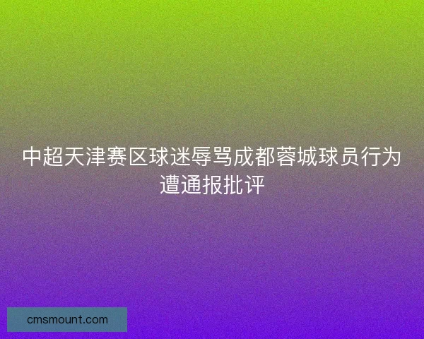 中超天津赛区球迷辱骂成都蓉城球员行为遭通报批评
